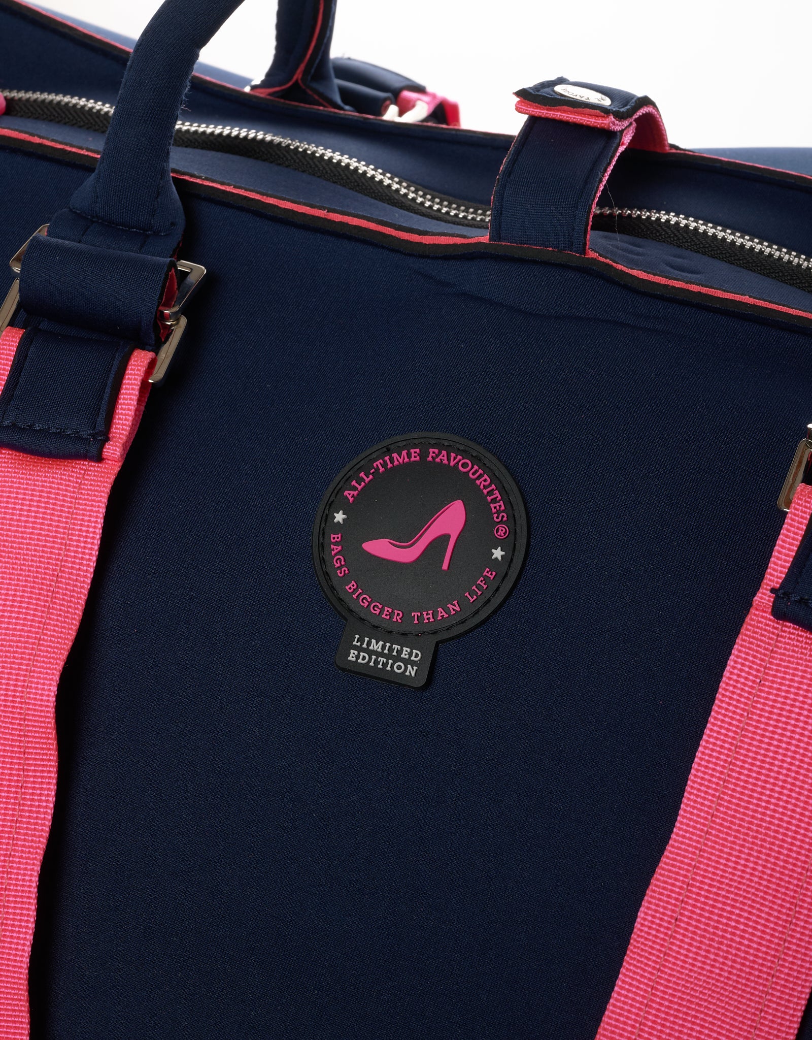 Grote shopper navy & pink PALM BEACH