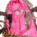 Innenseite der kleinen Shopper-Tasche im Leopardenmuster mit ikonischem rosa Futter und Fächern