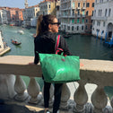 Kleine shopper metallic groen VENEZIA