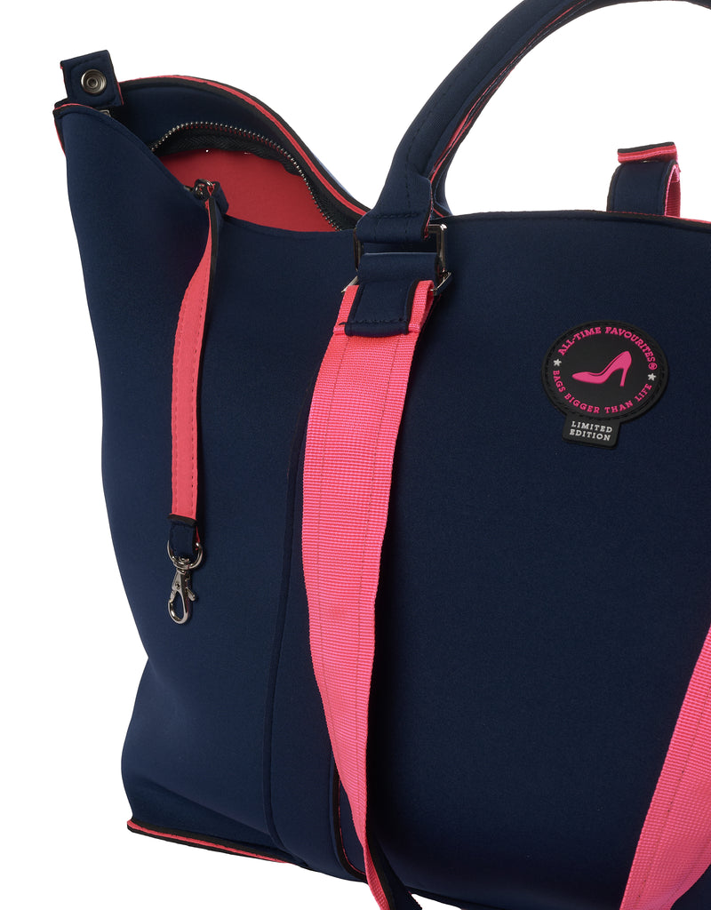 Kleine shopper navy & pink PALM BEACH
