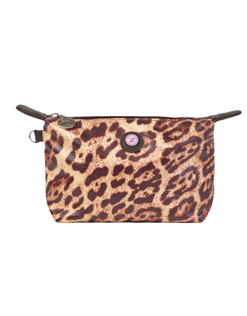 Compact make-up tasje luipaardprint, ideaal voor dagelijks gebruik of reizen