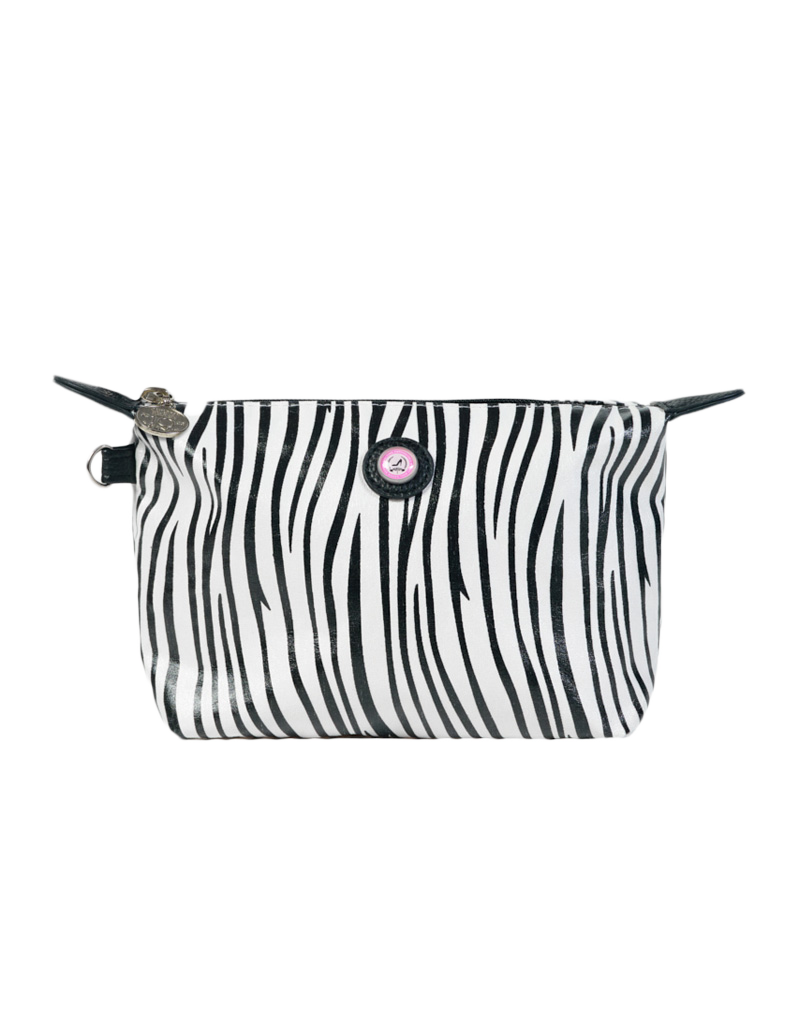 Make-up tasje zebra print met rits, stijlvol zwart-wit design