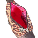 Top view of BIG FIVE leopard makeup bag with pink interior