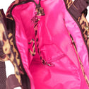 Innenansicht Mini Shopper Leopardenmuster mit rosa Futter und Fächern