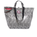 Mini zebra shopper met zwarte hengsels en roze binnenvoering