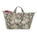 Kleine shopper pythonprint met rits en iconische roze voering