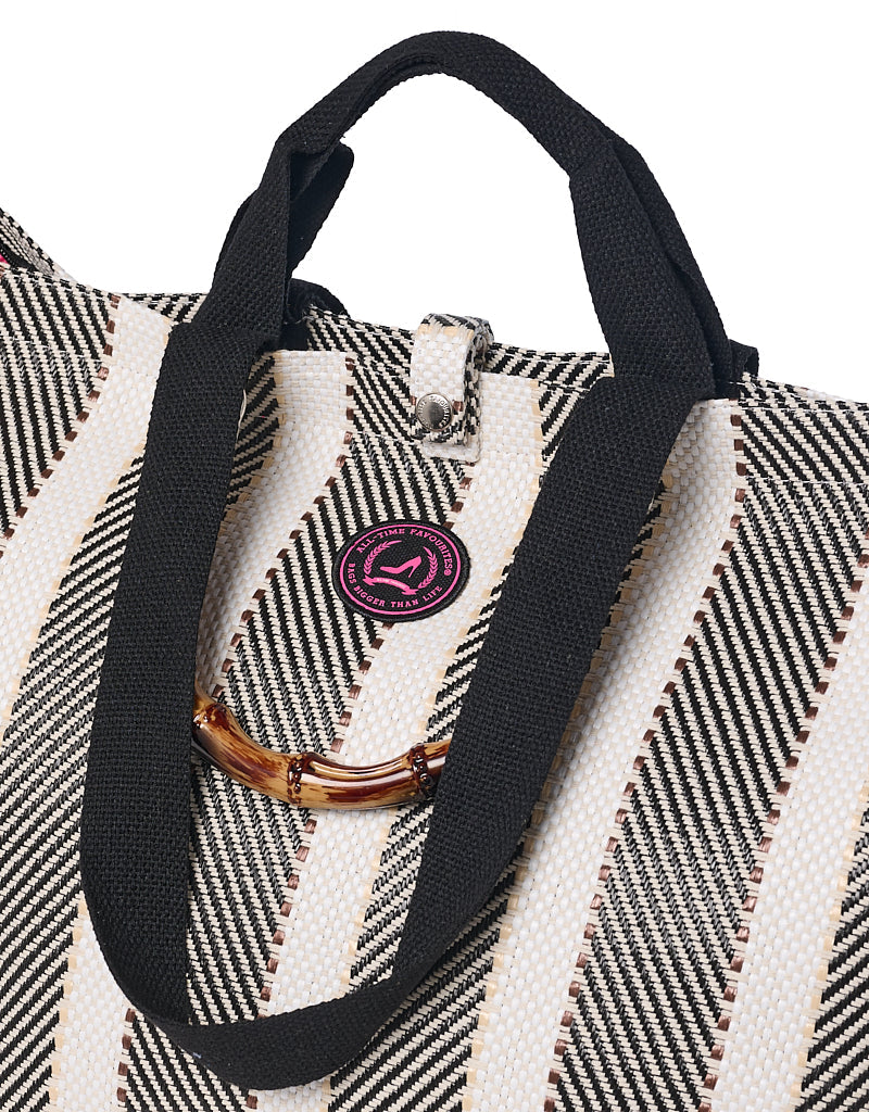 Small black & white stripe SANTORINI tote bag