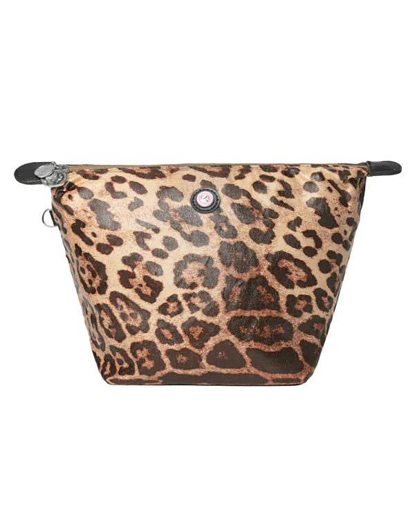 Compacte toilettas luipaardprint, ideaal voor make-up of reisaccessoires