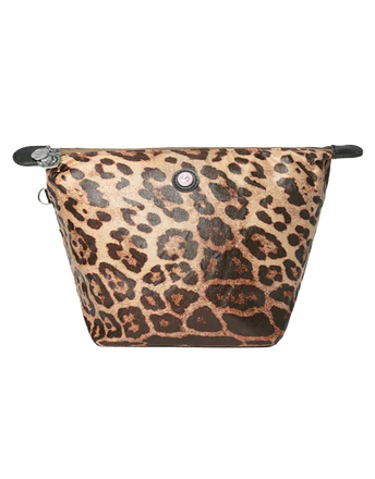 Compacte toilettas luipaardprint, ideaal voor make-up of reisaccessoires