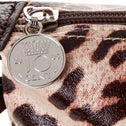 Detail leopard toiletry bag with zipper and lucky coin charm