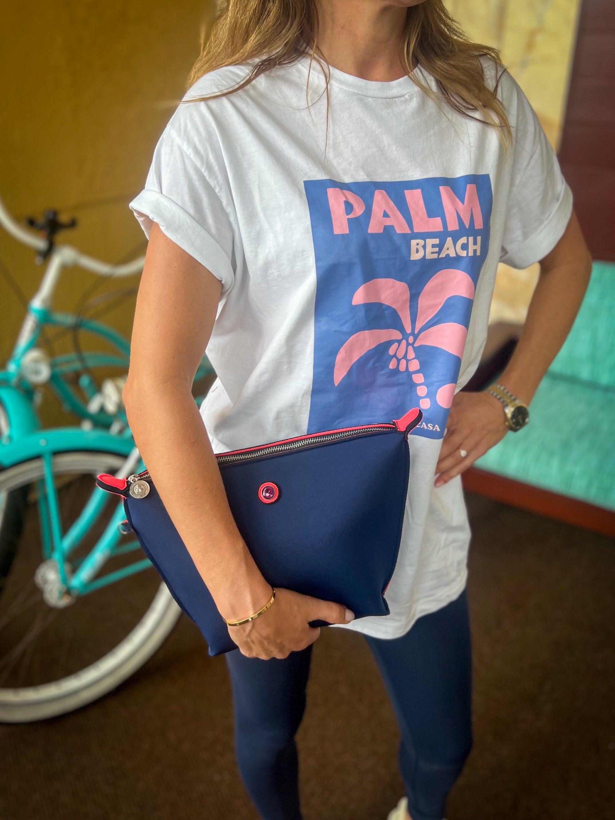 Toiletry bag navy & pink PALM BEACH