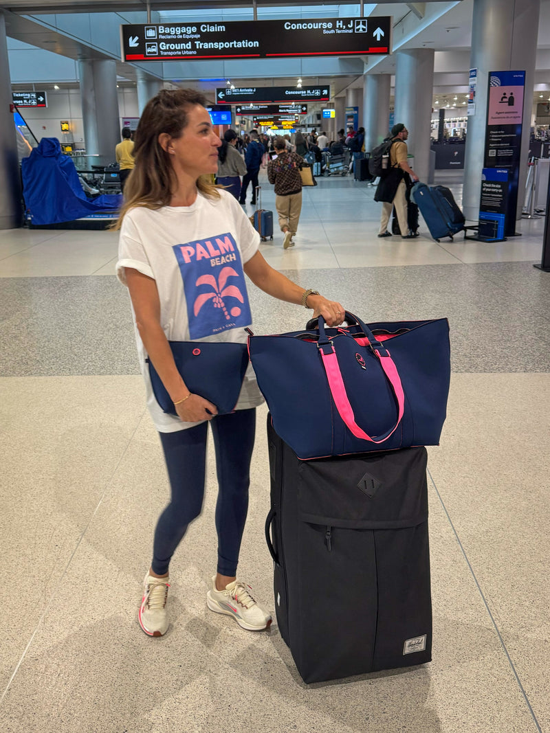 Toiletry bag navy & pink PALM BEACH