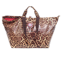 Kleine shopper luipaardprint met ritssluiting en brede hengsels, ideaal voor werk en vrije tijd
