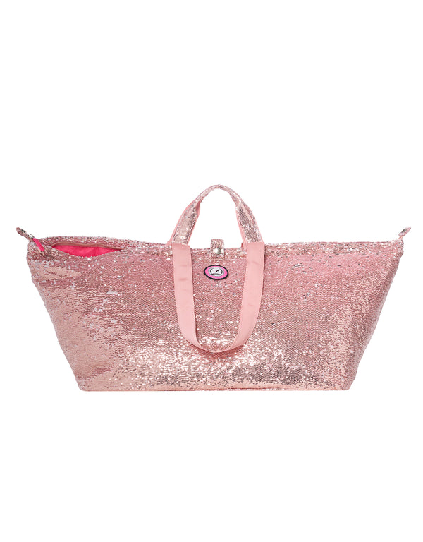 Large dusty rose & silver sequin MARRAKECH tote bag