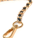 Crossbody chain strap with black vegan leather and gold chain details