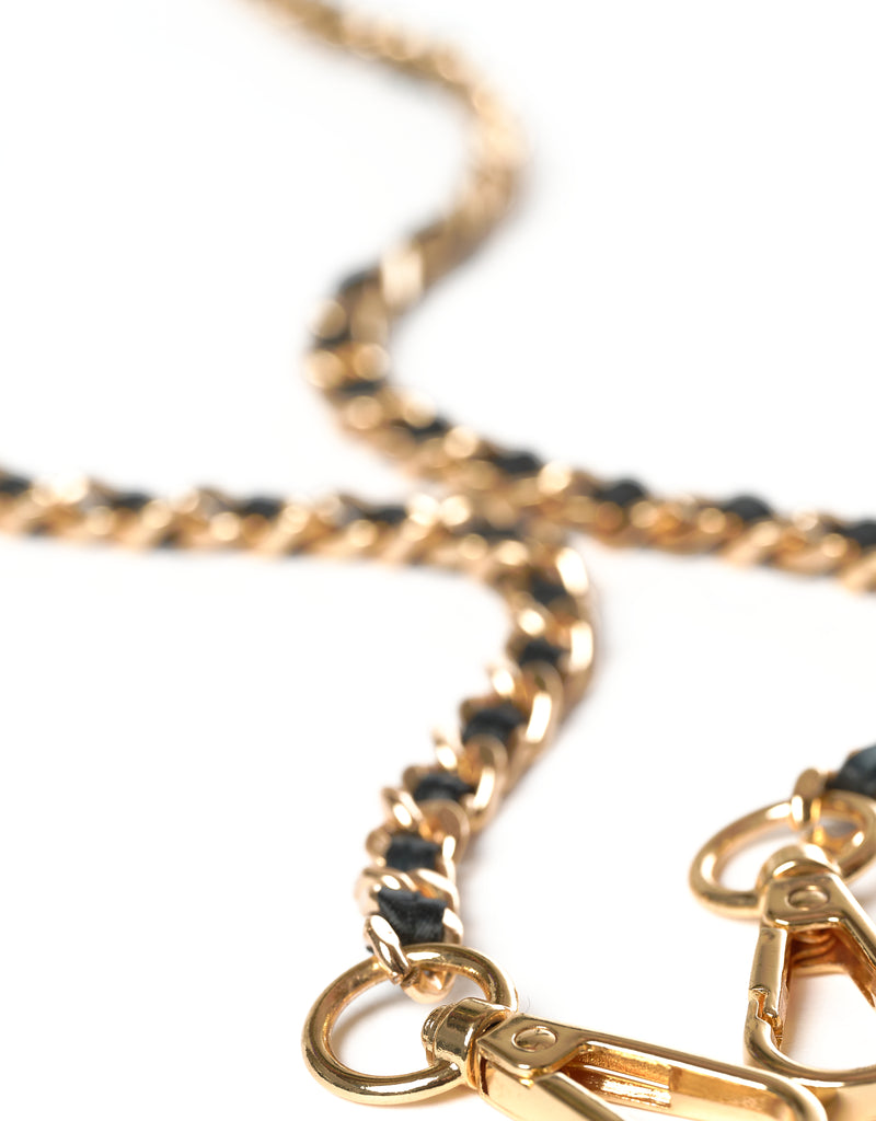 Gold crossbody chain with black vegan leather for clutch or crossbody bag