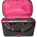 Dyson hair styling tool set in a pink and black bag with visible branding.