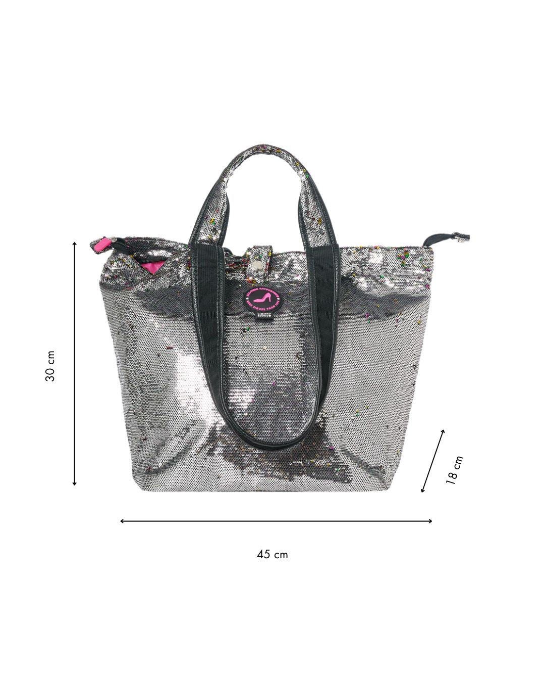 Mini shopper pailletten grijs & regenboog CANNES