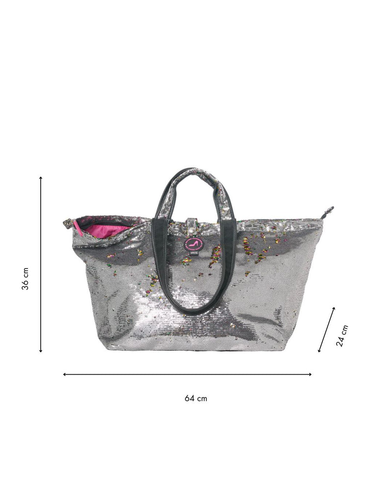 Kleiner Shopper Pailletten Grau & Regenbogen CANNES