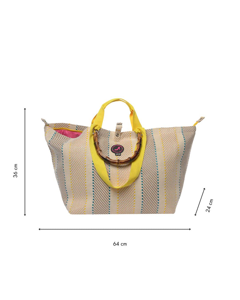 Kleine shopper gevlochten geel CAPE TOWN