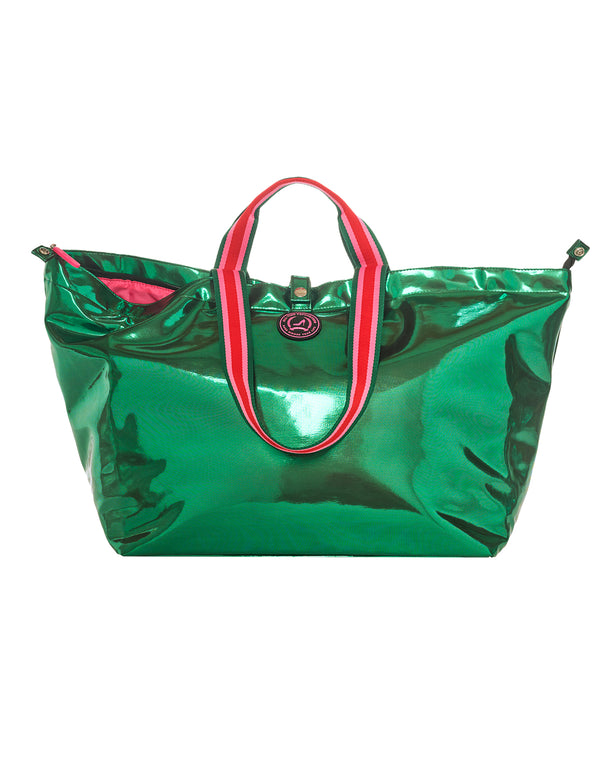 Medium metallic green NAPOLI tote bag