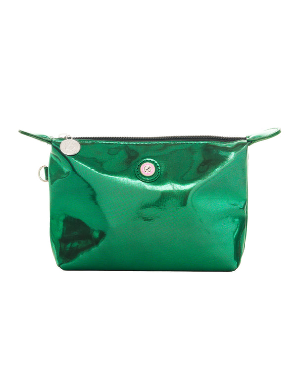 Metallic green NAPOLI makeup bag