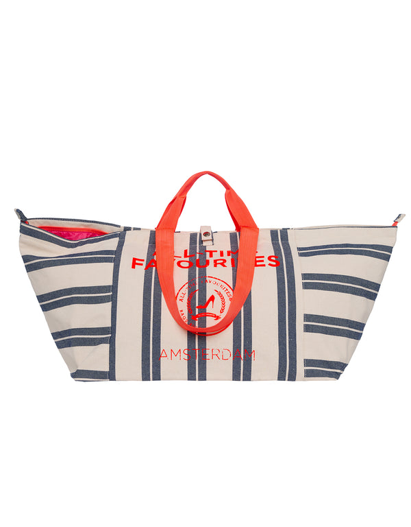Large blue & white stripe MARBELLA tote bag