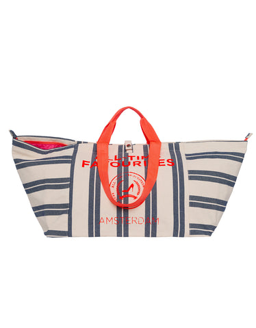 Large blue & white stripe MARBELLA tote bag