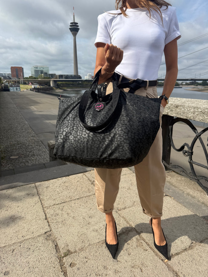 Kleine shopper luipaard zwart DUSSELDORF