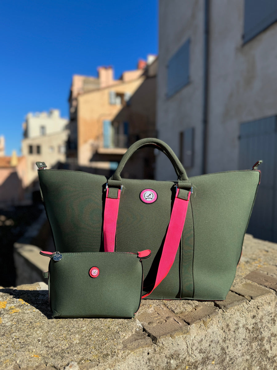 Medium green & pink ST. TROPEZ tote bag