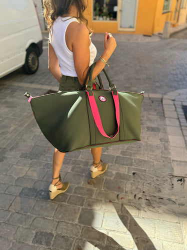 Grote shopper ST. TROPEZ groen & pink