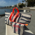 Large blue & white stripe MARBELLA tote bag