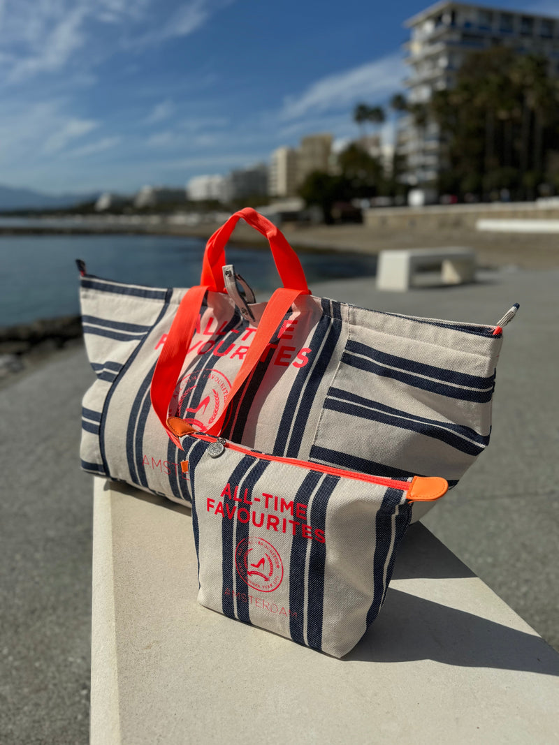 Large blue & white stripe MARBELLA tote bag