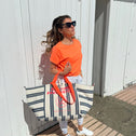 Large blue & white stripe MARBELLA tote bag