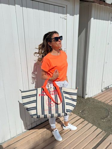 Large blue & white stripe MARBELLA tote bag