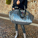 Large Tote Bag Grey & Rainbow Sequin CANNES