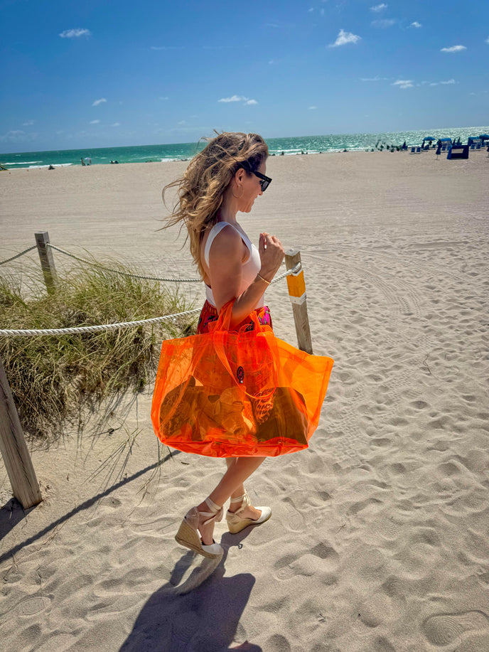 Großer Shopper + Kulturbeutel Orange SITGES