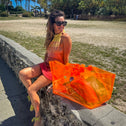 Grote shopper + toilettas oranje SITGES