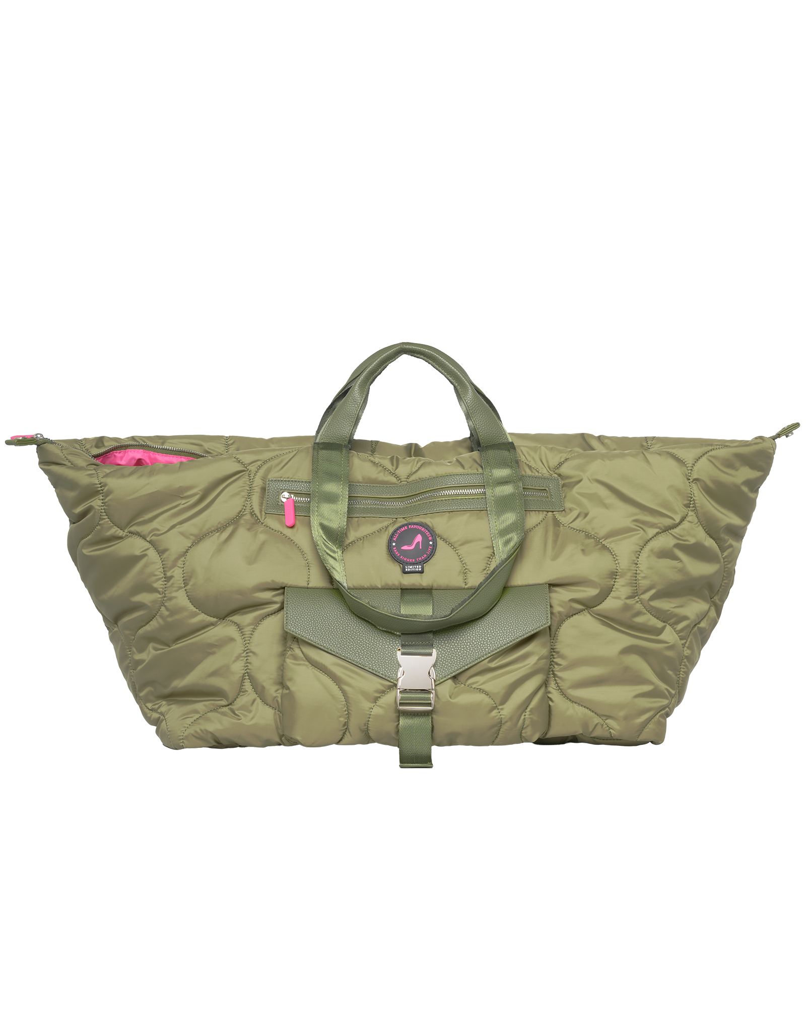 Green foldable bag on a white background