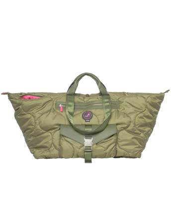 Green foldable bag on a white background