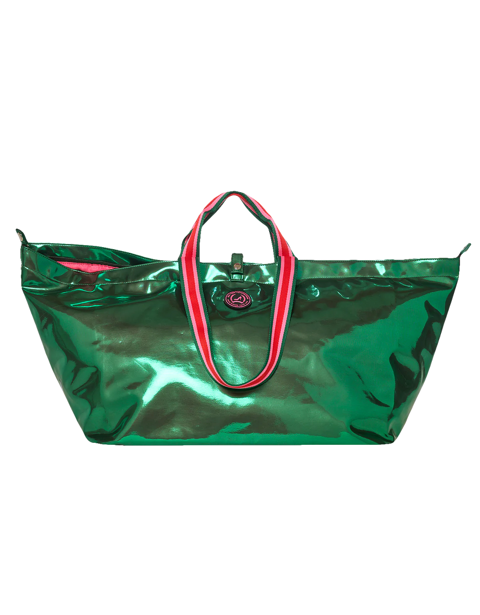 Large metallic green NAPOLI tote bag