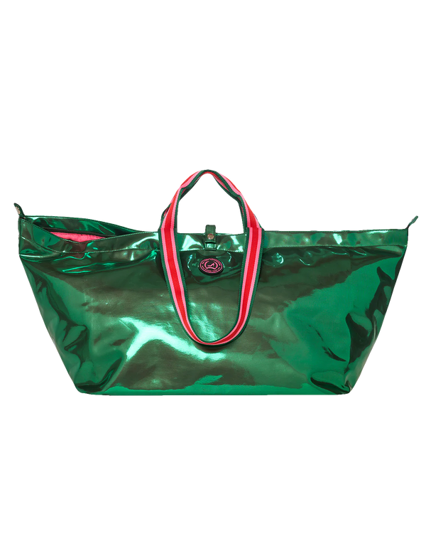 Large metallic green NAPOLI tote bag