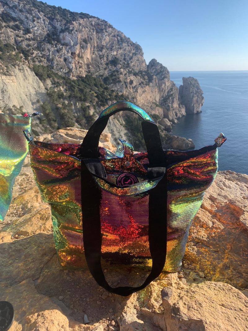 Small tote bag multi colour sequin IBIZA