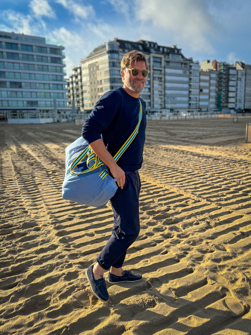 Large tote bag blue & yellow unisex KNOKKE