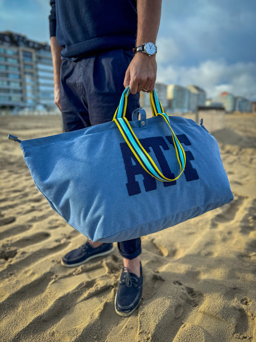 Large blue & yellow unisex KNOKKE tote bag