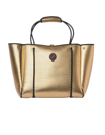 Kleine shopper goud scuba materiaal