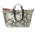 Middelgrote Amsterdam-draagtas met dierenprint en zwarte hengsels, een hoogwaardig modeaccessoire.