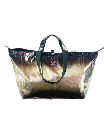 Kleine shopper MONTE CARLO metallic zwart & goud