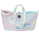 ATF Dubai small sequin tote bag in iridescent white with handles and zipper