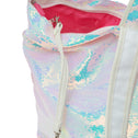 Side detail of the ATF Dubai sequin tote bag with interior strap and lobster clasp
